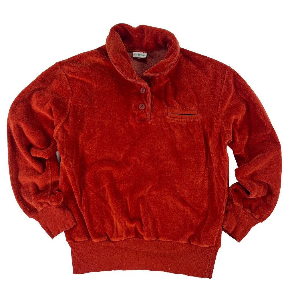 Sears Jr Bazaar Shirt Girls M Burnt Orange 70s Vintage Polyester Long Sleeve Top